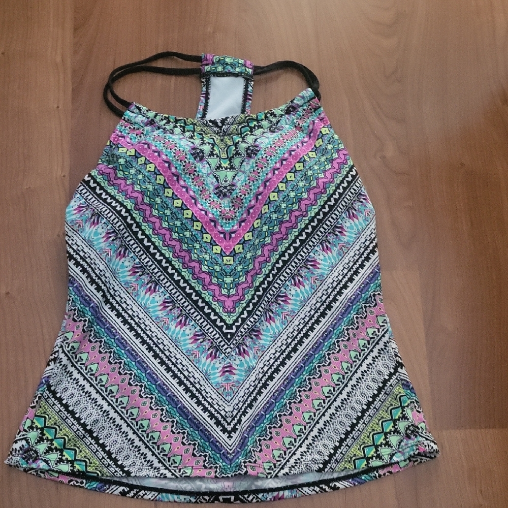 Colorful Geometric Women's Swim Takini Top